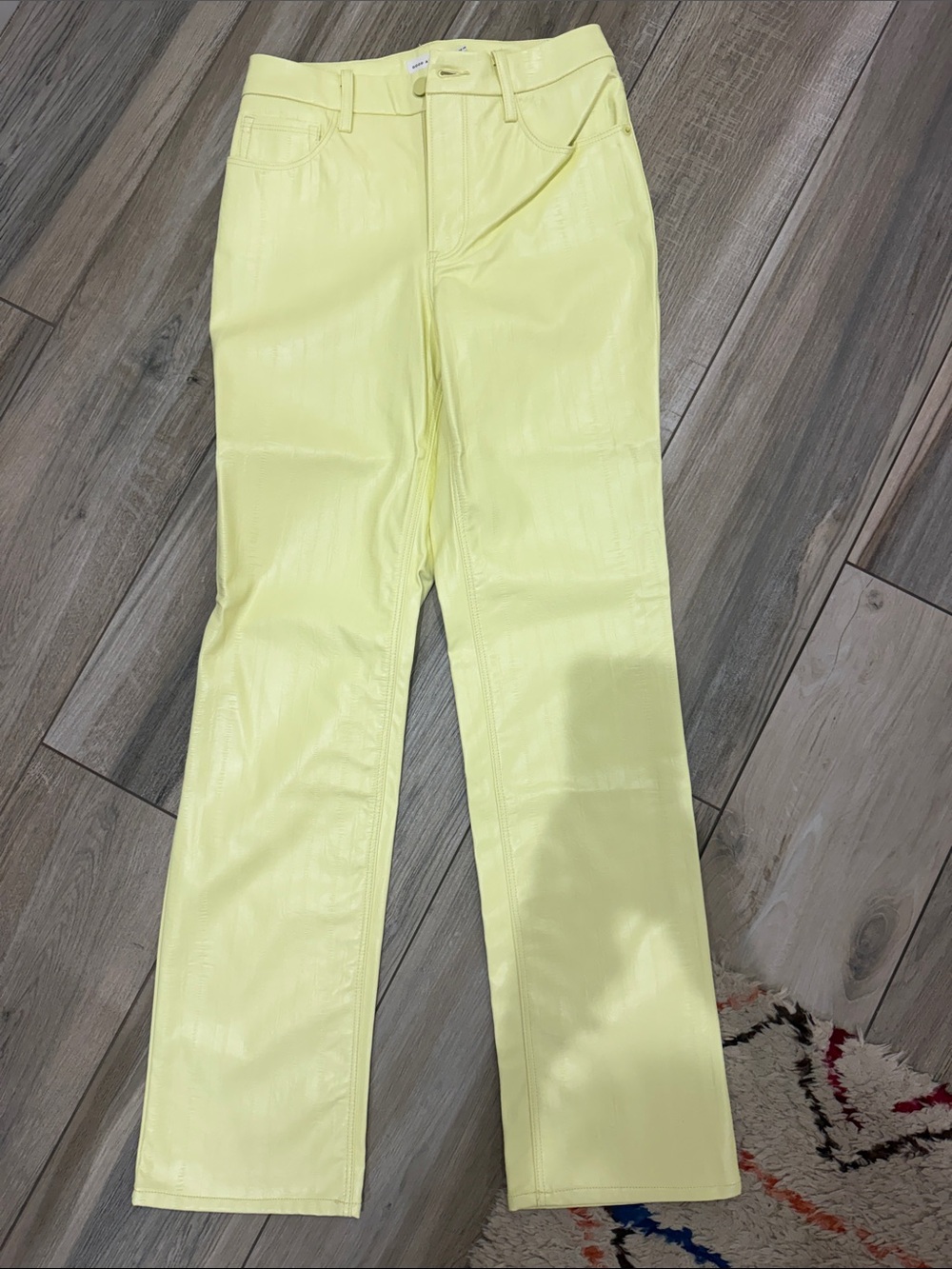 Good American Lemon Yellow Straight-Leg Pants